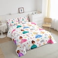 thumbnail image 2 of jejeloiu Litter Princess Queen Comforter Set,Cute Castle Bedding Sets,Rainbow Crown Carriage Bedding Comforter Set For Girls,Bedroom Decor Ultra Softation Reversible,3pcs, 2 of 8