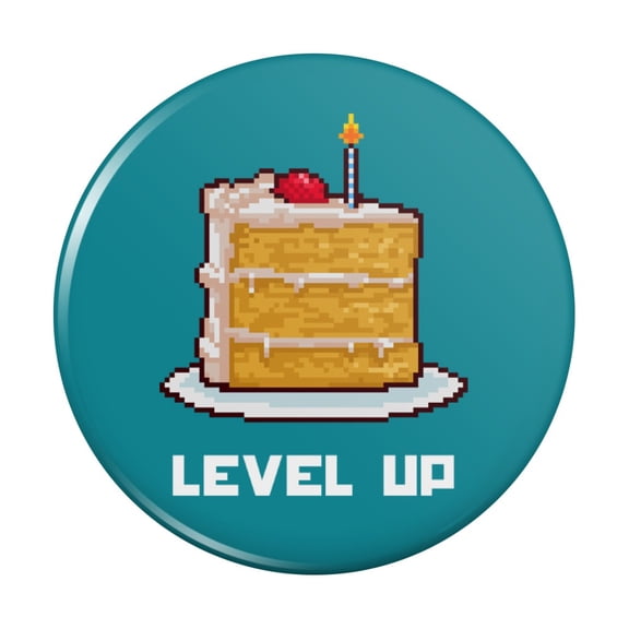 8-Bit Pixel Retro Cake Level-up Game Gamer Kitchen Refrigerator Locker Button Magnet