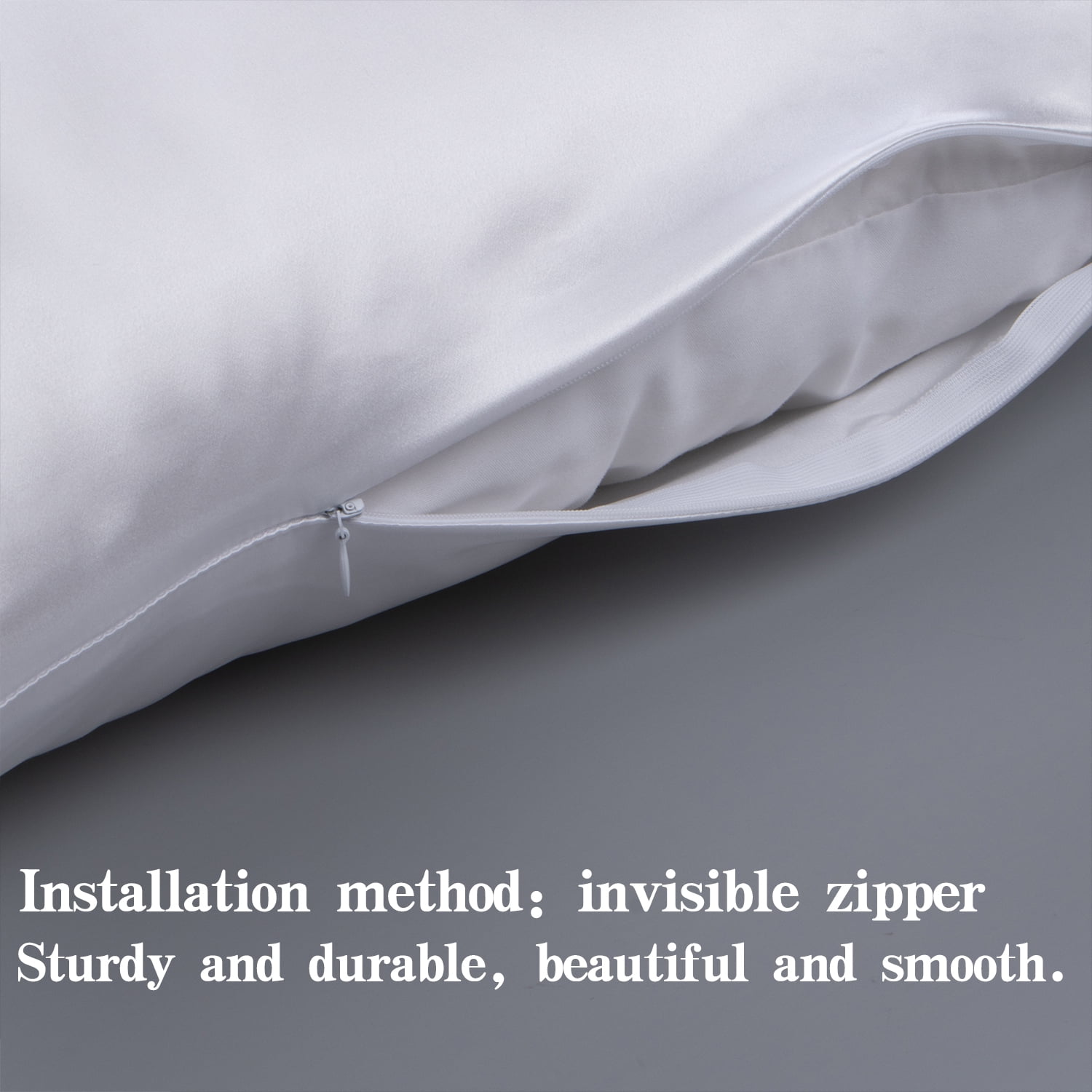 Ntbay 1 Pack 100% Mulberry Silk Queen Pillowcase with Hidden Zipper, Luxurious Both Side 19 Momme Pillow Case, 20" x 30", White
