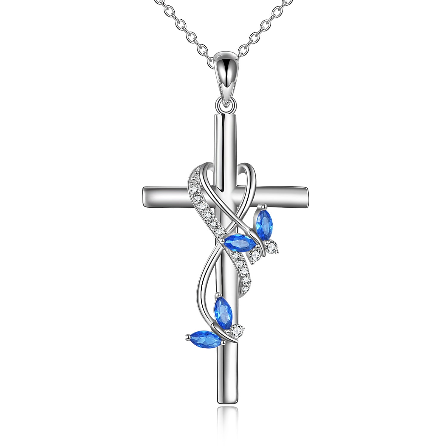 YFN Cross Infinity Heart Sterling Silver Religious Necklace for Women Men