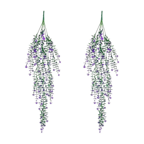 Bcylexb 2Pcs Artificial Hanging Flowers for Outdoor,30.7" Fake Trailing Vines Faux Flowers with Greenery UV Resistant for Indoor Front Door Porch Patio Balcony Decor(Purple)