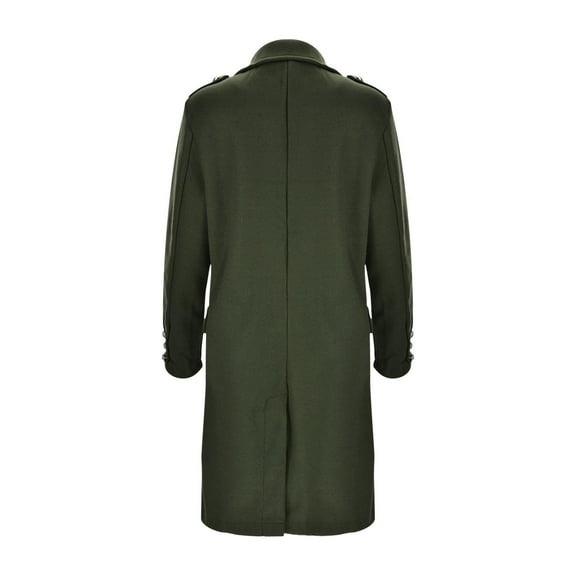 Mingw Pea Coat for Women Cocoon Straight Double Breasted Wool Coat Business Midi Long Winter Thrench Coat,L,Green