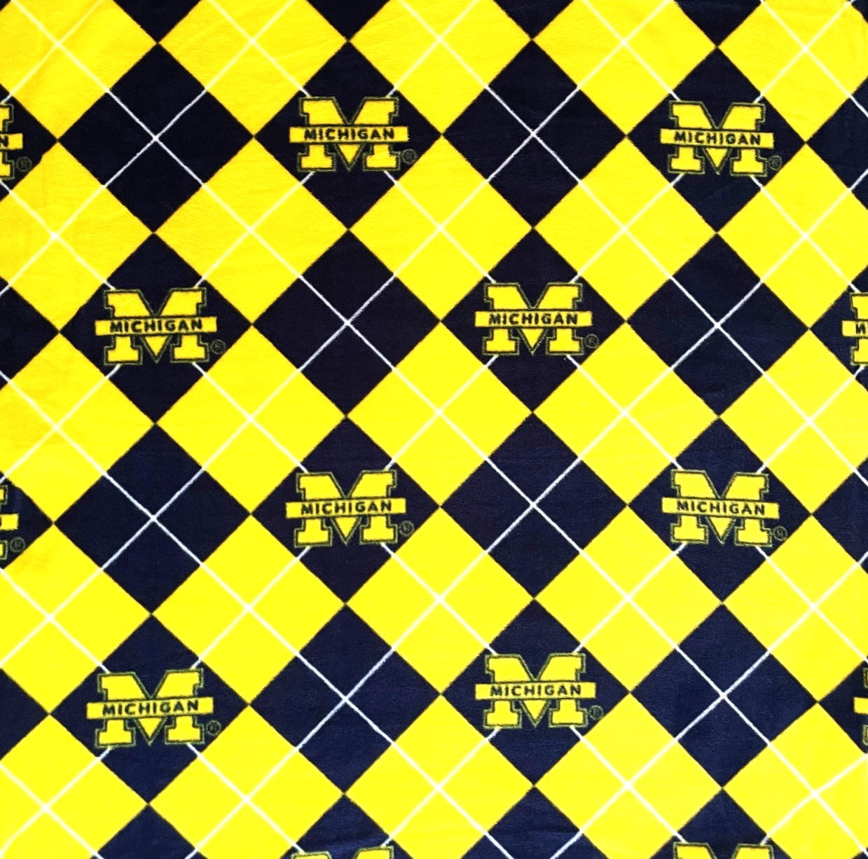 1 Yard - University of Michigan Wolverines Argyle Fleece Fabric (Great for Quilting, Sewing, Craft Projects, Curtains, Pillows, Etc.) 1 Yard x 58" Wide