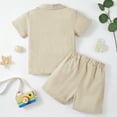 thumbnail image 6 of ESHOO 2Pcs Toddler Baby Boys Cotton Linen Shorts Set Button-Down Shirt Tops + Shorts, Kids Summer Clothes with Pockets, Size 12M-5T, 6 of 8