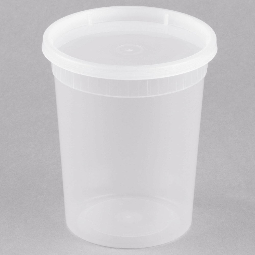 32 oz 240-CASE HD Microwavable Clear Round Plastic Deli Food Container w/ Lid 