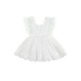 thumbnail image 1 of Qmyliery Baby Girls Dress, White Square Collar Sleeveless Lace Hem One-piece Gift, 1 of 8