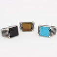 thumbnail image 3 of PAURO Men's Stainless Steel Vintage Personalized Square Black Gemstone Signet Rings Silver Size 7, 3 of 4