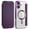 iPhone 16, variant on Havilah For iPhone 16 Plus Shield Case for Apple 16 Plus Compatible With Magsafe RFID Anti-theft Leather iPhone 16 Case(Purple)