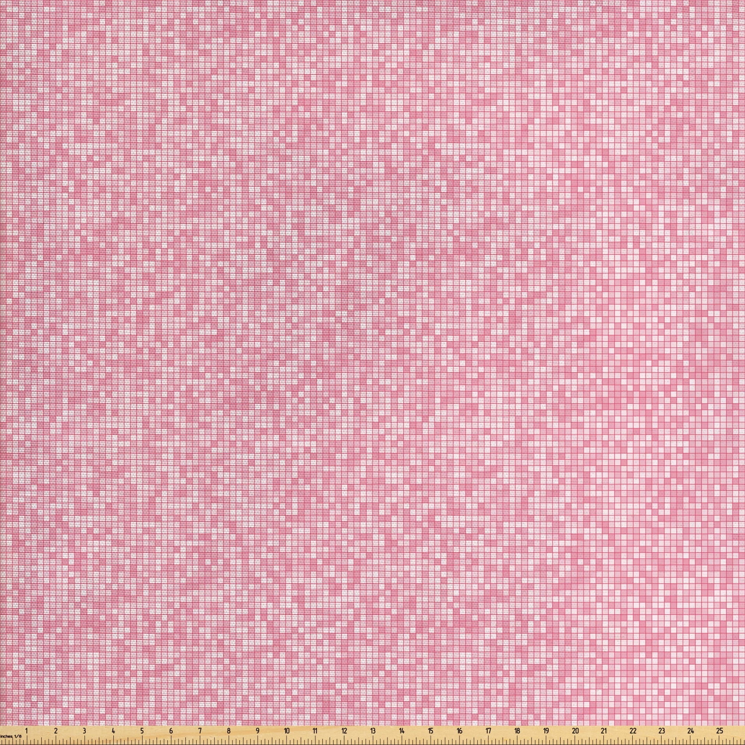 Pink and White Fabric by The Yard, Gingham Style Mosaic Tile in Pink
