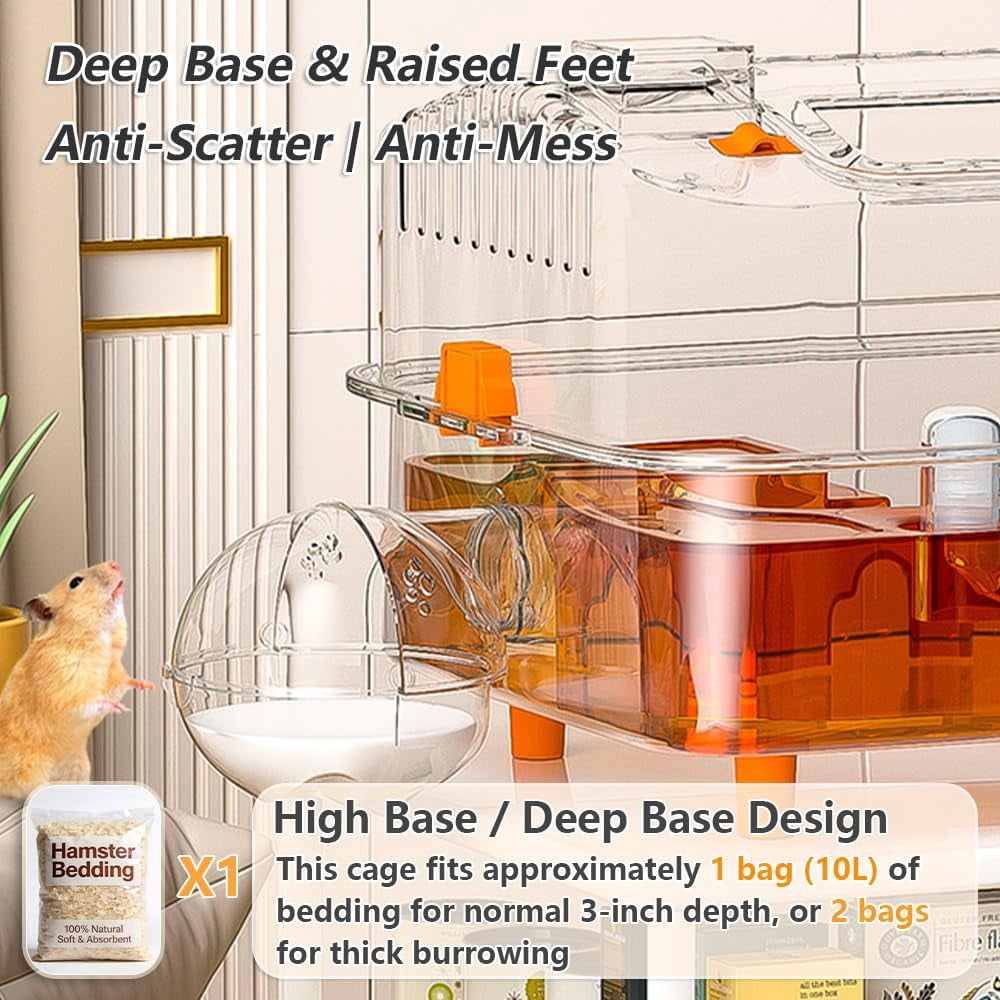 8-in-1 Hamster Cage  No Assembly Full Transparent Small Desktop/breeding/nursery 16.93*11.81*9.45 In Fits Space/kid's Room For & Hamsters