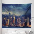 thumbnail image 1 of Landscape Tapestry, Hong Kong Cityscape Stormy Weather Dark Cloudy Sky Waterfront Port Dramatic View, Fabric Wall Hanging Decor for Bedroom Living Room Dorm, 5 Sizes, Multicolor, by Ambesonne, 1 of 1
