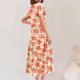 thumbnail image 4 of Puntoco Vestido De Verano De Las Mujeres Cuello Redondo Color Sólido Impreso Casual Manga Corta Vestido Suelto Vestido De Cuello Redondo De Manga Corta Naranja L,Regalos Para Mujer Joven, 4 of 6