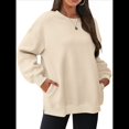 thumbnail image 1 of Sudadera de Gran Tamaño para Mujer, Cuello Redondo, Larga, Jersey de , Ropa de Moda de Otoño con Bolsillo Albaricoque M, 1 of 9