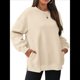 thumbnail image 1 of Sudadera de Gran Tamaño para Mujer, Cuello Redondo, Larga, Jersey de , Ropa de Moda de Otoño con Bolsillo Albaricoque S, 1 of 9