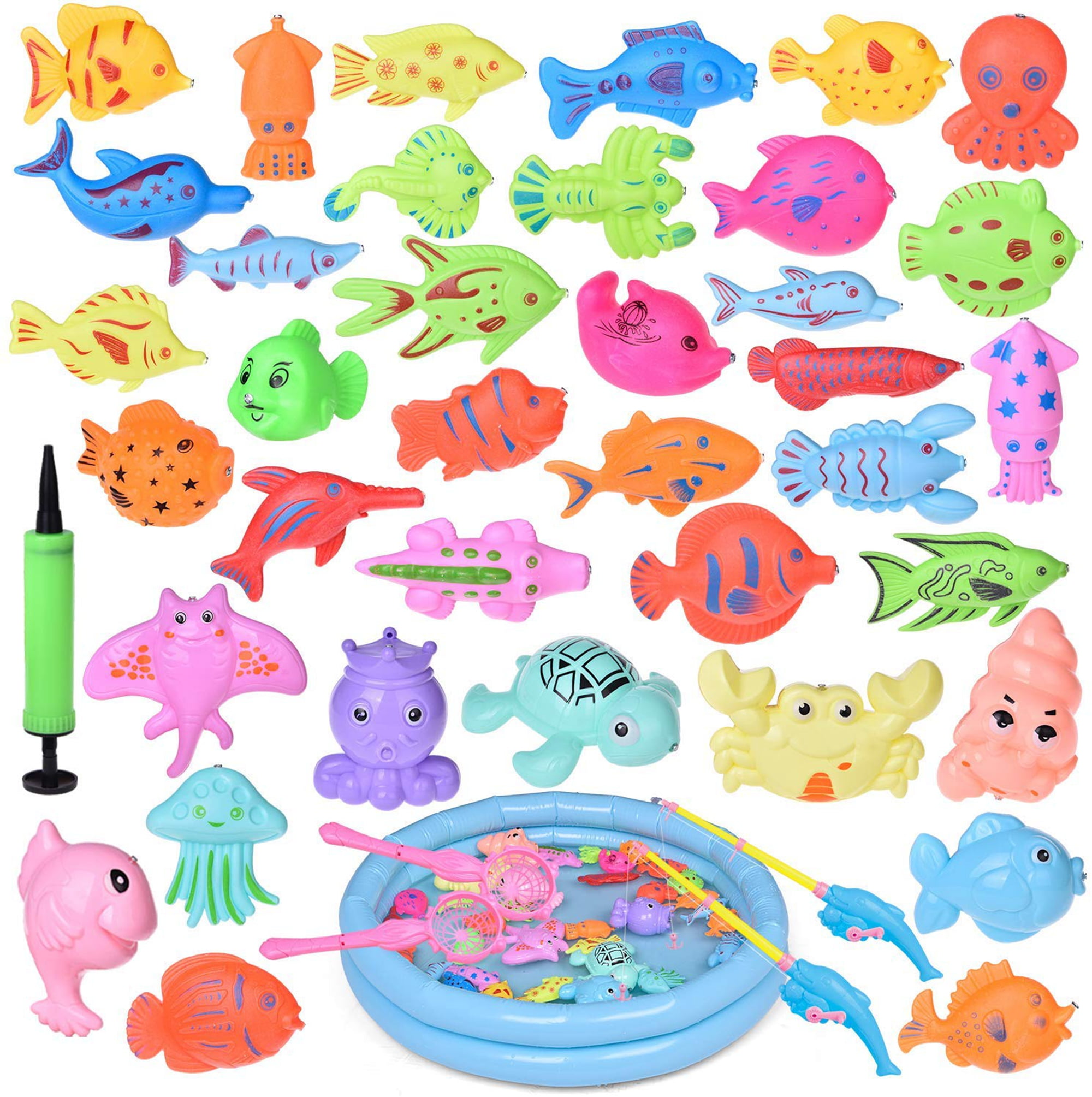 Magnetic Fishing Set for Kids Pretend Play 13pcs - 12 Fishes and 1 Pole 