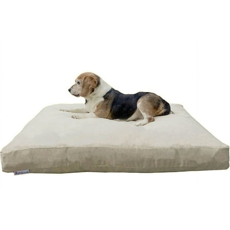Dogbed4less Shredded Memory Foam 47 x29 Dog Bed Pillow with Khaki Suede Cover