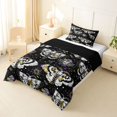 thumbnail image 2 of Homewish Death Moths Twin Comforter Sets,Halloween Spooky Skull Bedding Set,Yellow Purple,Black Reversible,2-Piece,1 Comforter and 1 Pillowcase, 2 of 7