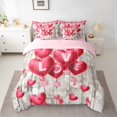 thumbnail image 2 of Castle Fairy Adults Female Girls Pink Love Heart Print Twin Bedding Sets 7-Piece,Valentine's Day Festival Bedding Comforter Set Microfiber,Vintage Romantic Cabin Cottage Breathable Sheet Sets, 2 of 8