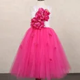 thumbnail image 4 of Vestido de tul con flores para niñas, color verde, naranja y rosa, para desfiles de cumpleaños, fiestas de princesas, bodas y niñas, 4 of 5