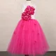 thumbnail image 4 of Vestido de tul con flores para niñas, color verde, naranja y rosa, para desfiles de cumpleaños, fiestas de princesas, bodas y niñas, 4 of 5