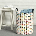 thumbnail image 3 of DouZhe Waterproof Collapsible Large Laundry Baskets, Multicolored Sticks Wicker Prints Circular Hamper with Handles, 3 of 7