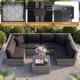 thumbnail image 4 of Costway 7PCS Patio Rattan Furniture Set Sectional Sofa Cushioned Garden Black, 4 of 10