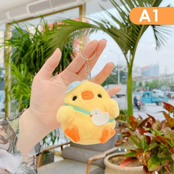 Cute Little Yellow Chicken Bag Pendant Plush Toy Doll Netred Chick Keychain Gift