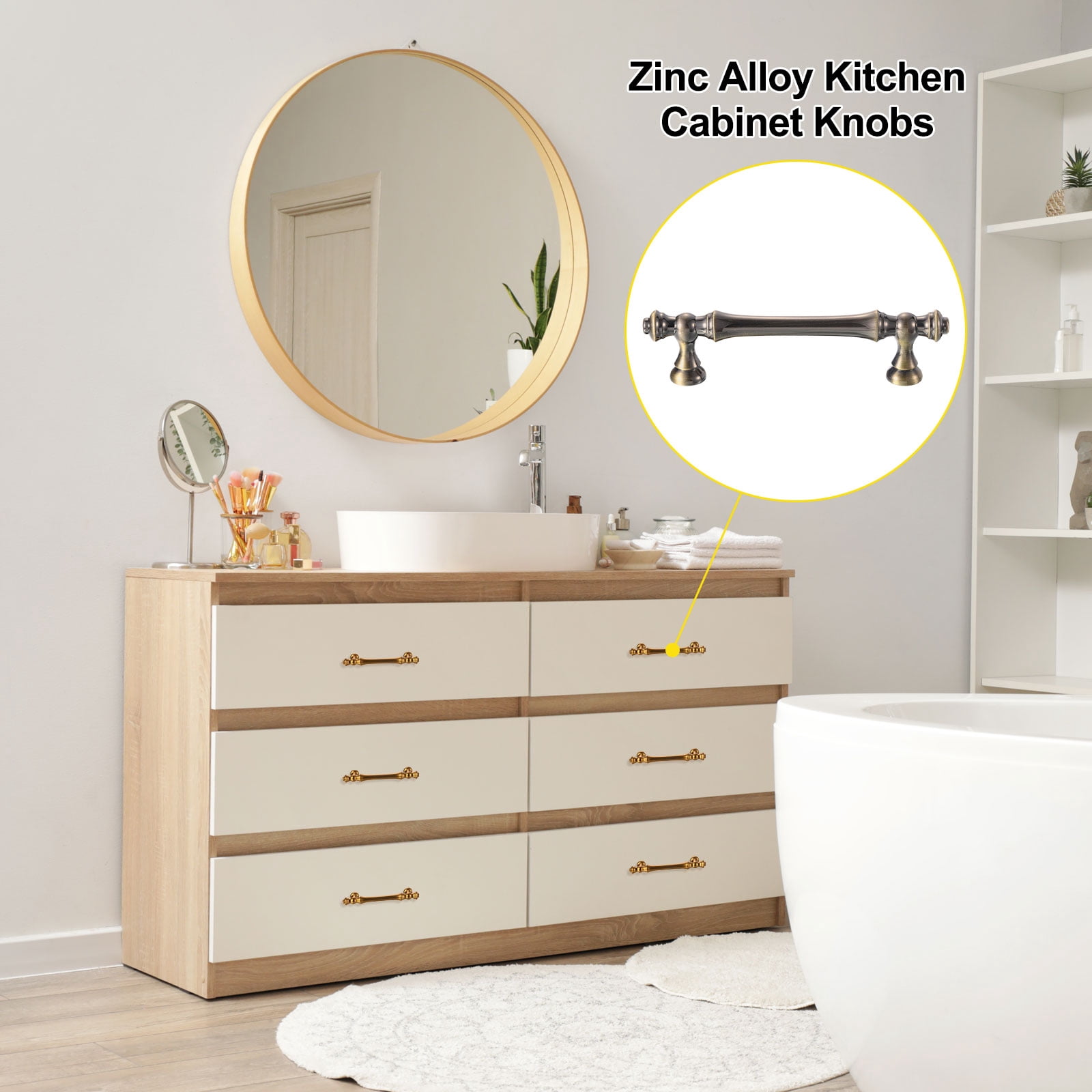 10pcs Cabinet Pulls Kitchen Dresser Pulls Drawer Pulls Hardware Pulls for Kitchen Drawer Cabinet Brushed Vintage Brass