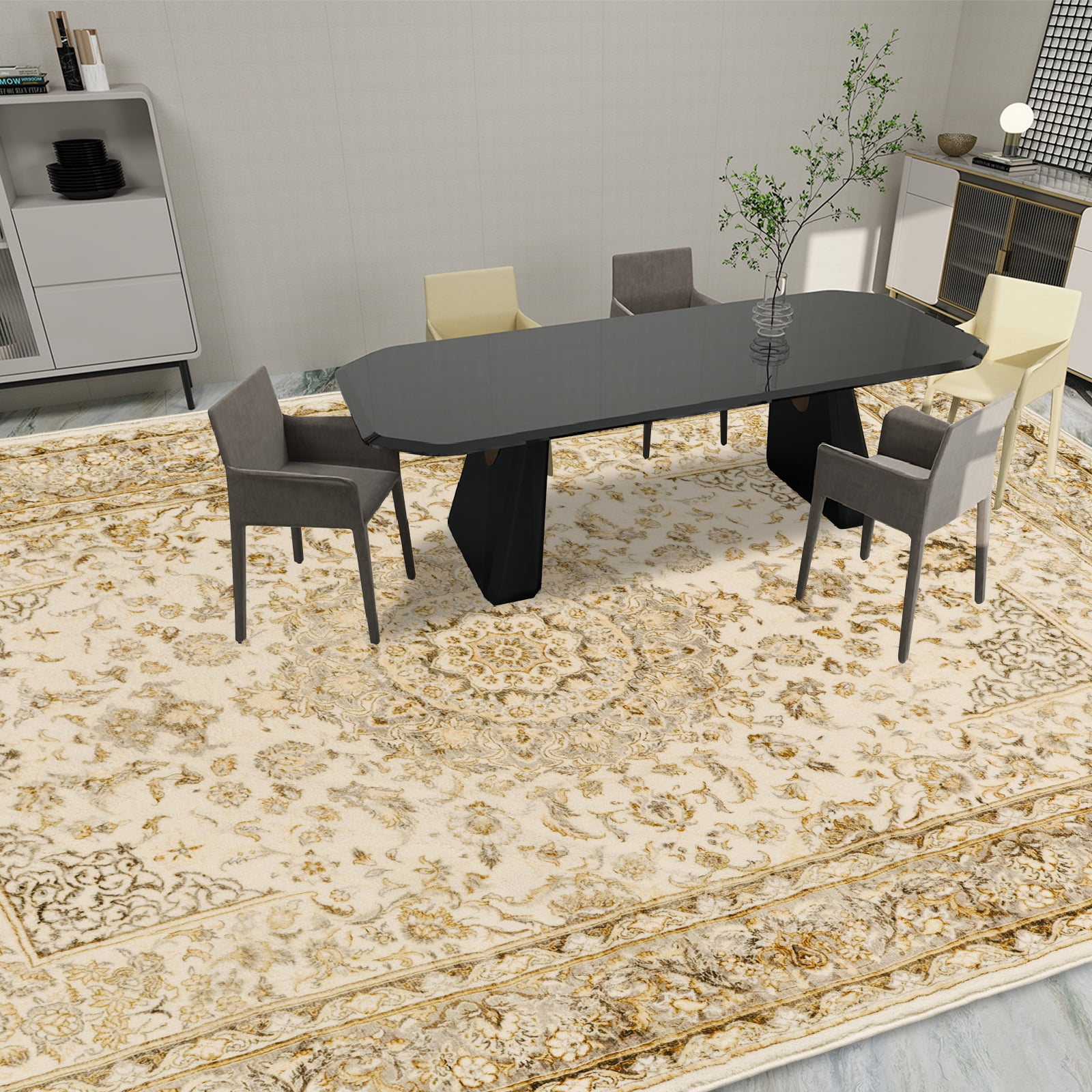 6.7x9ft Area Rug for Living Room Washable Rug for Bedroom Kitchen Dining Room Rugs Non-Slip Home Decor Carpet Faux Wool Rug Modern Art Ultra Soft Area Rug