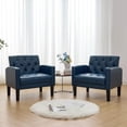 thumbnail image 3 of LAZZO Mid-Century Modern Accent Chair, Upholstered Armchair for Living Room Bedroom Office, Blue, 3 of 7