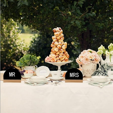 5x Set of 4 Mini Tabletop Chalkboard Signs with Rustic Wood Stands, Removable Base, Buffet Menu Food Label Wedding Table Number Message Board