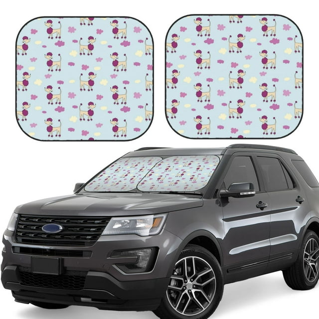 Vsdgher Poodle Dog Print Car Windshield Sun Shade, Reflective Sunshade Window Sunshade Sun Visor Protector Fit for Cars,Trucks,SUVs-Medium