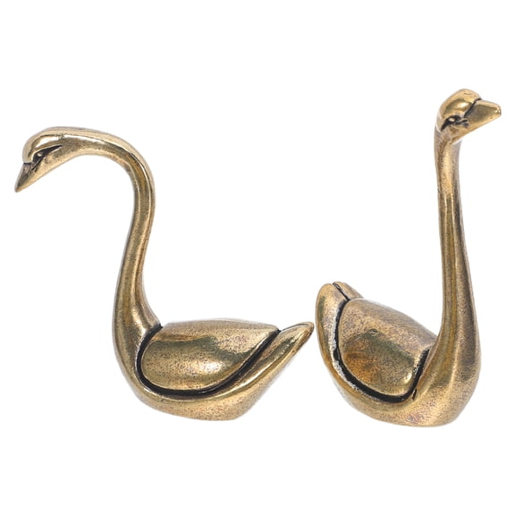 Luxshiny 2Pcs Brass Swan Statue Set Coffee Color Decorative Table Ornaments for Living Room