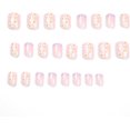 thumbnail image 4 of 24 piezas de uñas postizas con punta corta, uñas adhesivas cuadradas, uñas postizas con diseño de margaritas y flores, uñas postizas de color morado, uñas acrílicas de cobertura total,, 4 of 5