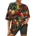 thumbnail image 2 of Jamicy Pyjamas pour Femmes Cadeau pour Femmes T-Shirts Imprimés Arbre de Noël Manches Courtes T-Shirts Graphiques Amusants Col Rond Tops Pyjamas de Noël, 2 of 7