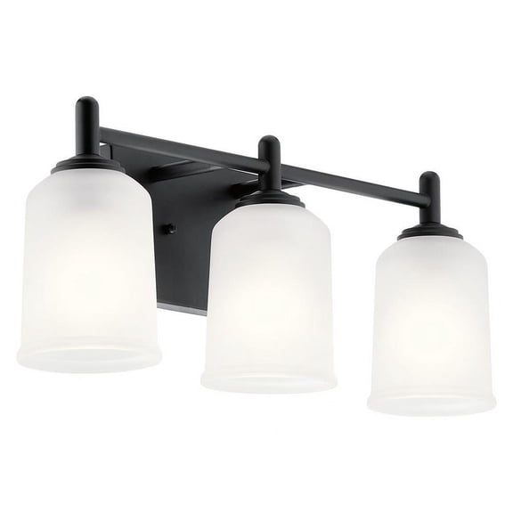 3 Light Vanity Light Approved for Damp Locations with Transitional Inspirations 8.25 inches Tall By 21 inches Wide-Black Finish Bailey Street Home
