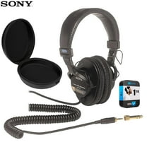 Sony MDR7506 Professional Large Diaphragm Headphones Bundle with Headphone Case Black and 1 YR CPS Enhanced Protection Pack