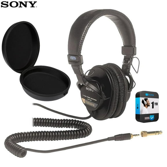 Sony MDR7506 Professional Large Diaphragm Headphones Bundle with Headphone Case Black and 1 YR CPS Enhanced Protection Pack