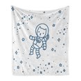thumbnail image 1 of Cat Soft Flannel Fleece Throw Blanket, Cartoon Astronaut Pioneer Cat Flying in Outer Space Doodle Style Constellation, Cozy Plush for Indoor and Outdoor Use, 60" x 80", Dark Blue, by Ambesonne, 1 of 6