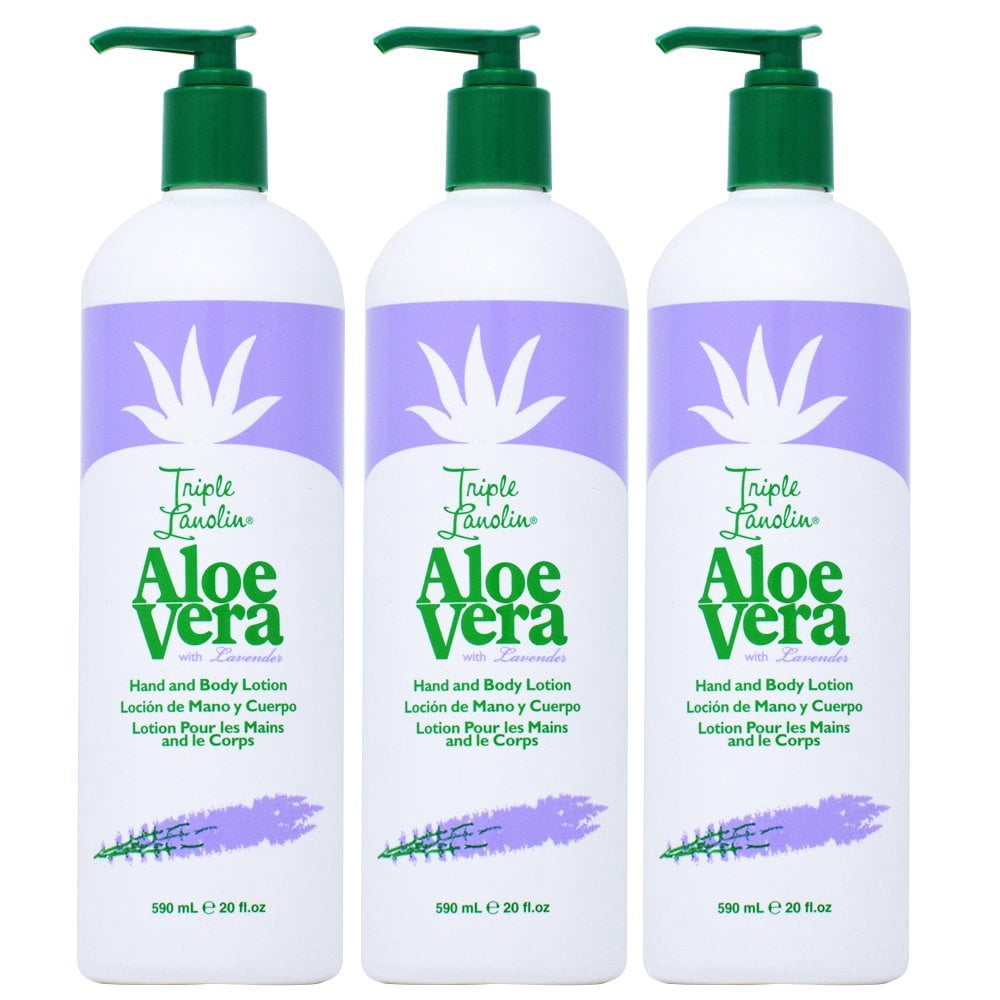 Triple Lanolin Aloe Vera Hand and Body Lotion Lavender 20 Oz,Pack of 3