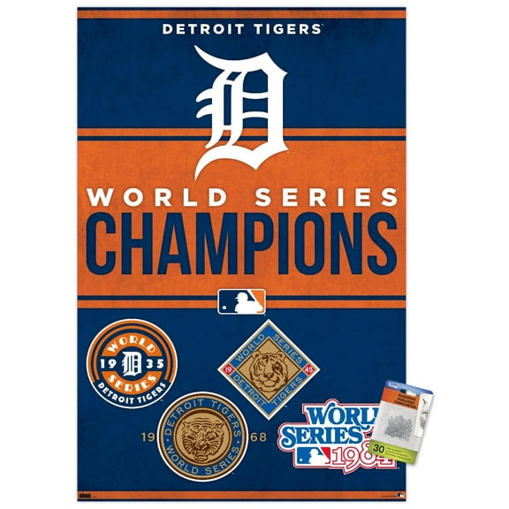 MLB Detroit Tigers - Champions 23 Wall Poster with Pushpins, 22.375" x 34"