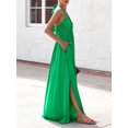 thumbnail image 6 of Yunliwuli Women Summer Casual Long Dress Solid Color Tie-Up Halter Neck Sleeveless Dress Beach Holiday Backless Dress, 6 of 10