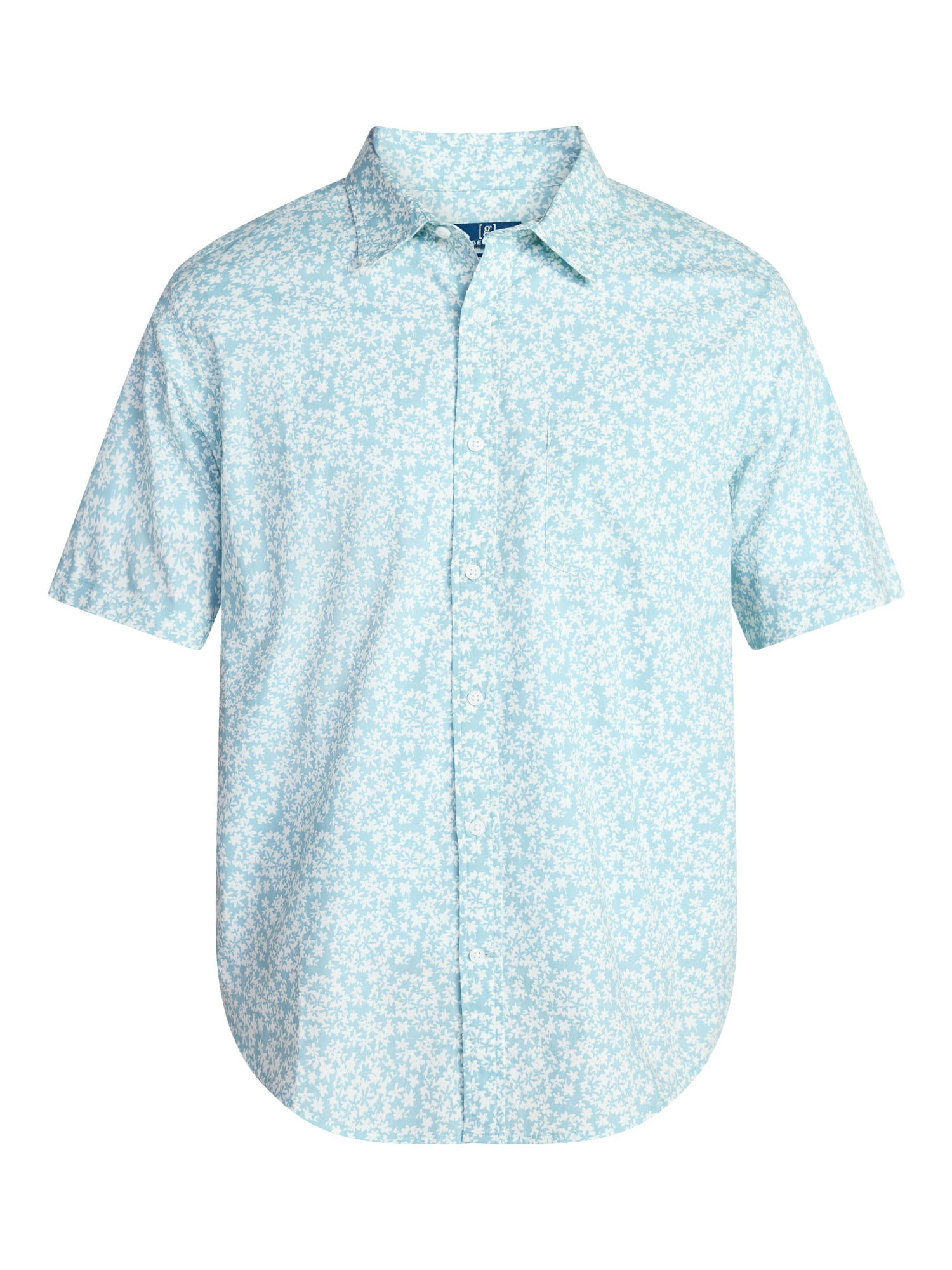 George Men's & Big Men's Modern Fit Poplin Button Up Shirt with Short Sleeves, Sizes XS-5XL