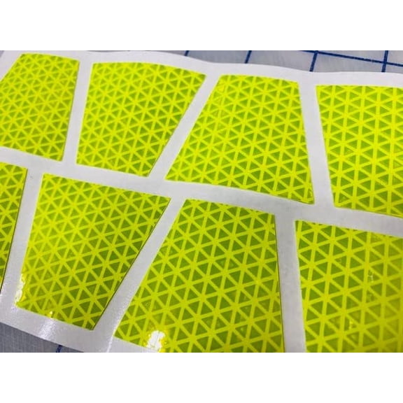 1 Pack of 8 - StickerDad® Firefighter Helmet Tetrahedron-Trapezoids V1 Vinyl Decal (8 Pack) - Size: 2", Color: FLO-Lime HI-VIS Reflective - Windows, Walls, Bumpers, Laptop, Lockers, etc.