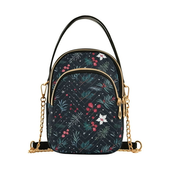 joogoo Women Christmas Trees Leaves Chain Crossbody Bags Shoulder Handbag Phone Purse