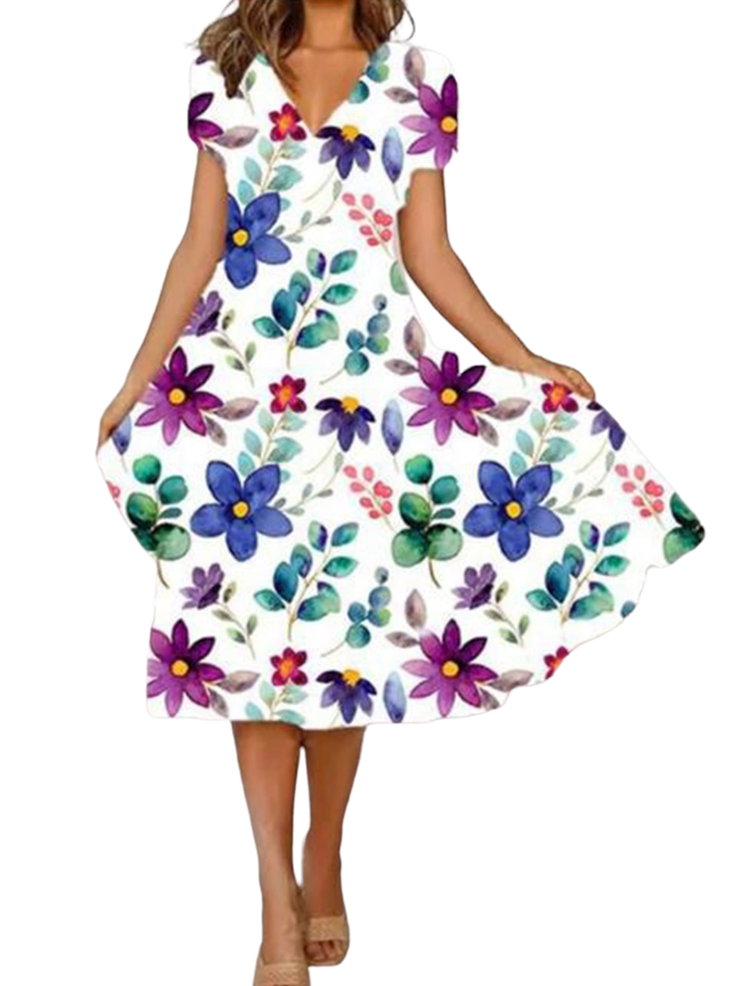 zdcdcd-women-s-fashion-a-type-v-neck-short-sleeve-floral-flower-print