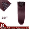 thumbnail image 2 of Full Head Clip Synthetic in Hair Extensions 8 Piece 18 Clips Hairpiece Long Curly Straight, 2 of 5