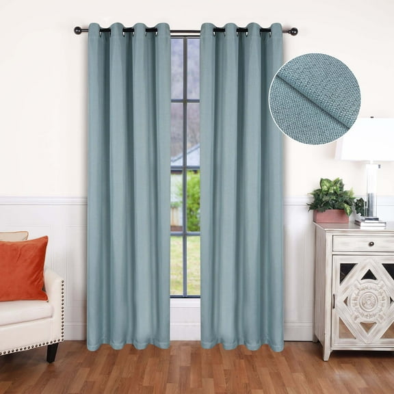 Superior Linen Blackout Curtains, Grommet Header, Set of 2, 52" x 84", Teal