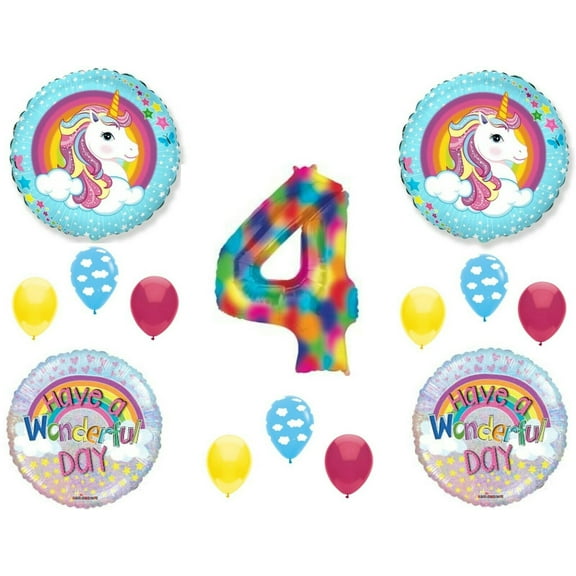 Unicorn 4th Rainbow Birthday Party Balloons Decoration Supplies Clouds