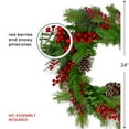 thumbnail image 5 of Northlight Holly Berries and Snowy Pinecones Artificial Christmas Wreath - 24" - Unlit, 5 of 5